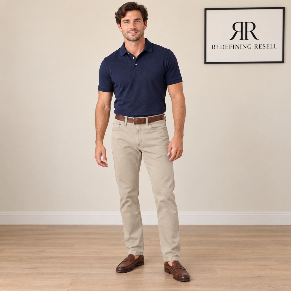 Peter Millar Mens 33 Khaki Tan 5-Pocket Cotton Stretch Straight Leg Pants